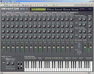 Geniator XS-1 Mixer - Im 16 Kanal-Mixer werden alle Parts des Multimode-Synthesizers zu einem Gesamt-Mix abgemischt. Die einzelnen Mixerkanäle entsprechen den 16 Parts einer Performance.